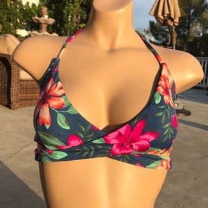 Tori Praver Seafoam Bikini Top floral M Wrap NEW